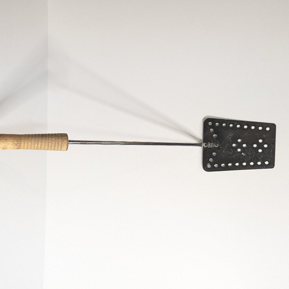 Vintage EKCO USA Slotted Spatula Turner 19" – Chrome Plate Wood Handle – Mid-C